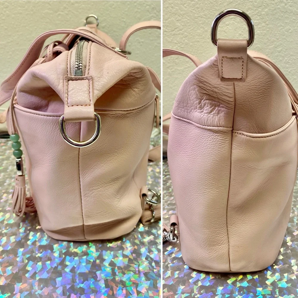 Lily Jade Madeline Convertible Diaper Bag Backpack Blush Pink Full Grain Leather